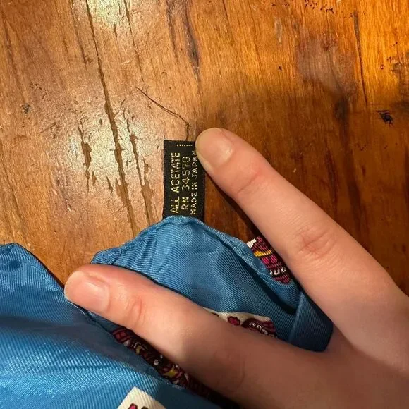 MCM Vintage Made in Japan Paisley Blue and Red Acetate Scarf - Picture 4 of 4